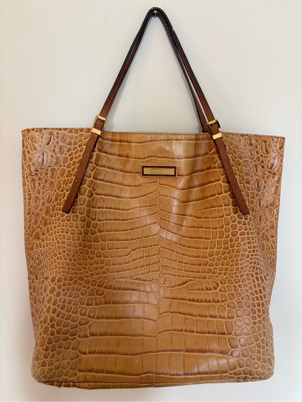 Michael Kors Gia tan croc-embossed leather tote handbag